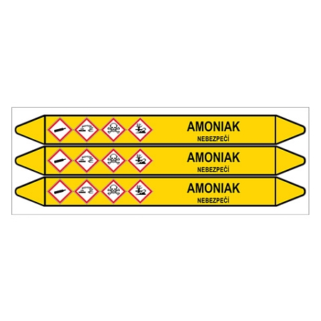 Značení potrubí, amoniak,3 ks, 355 × 37 mm